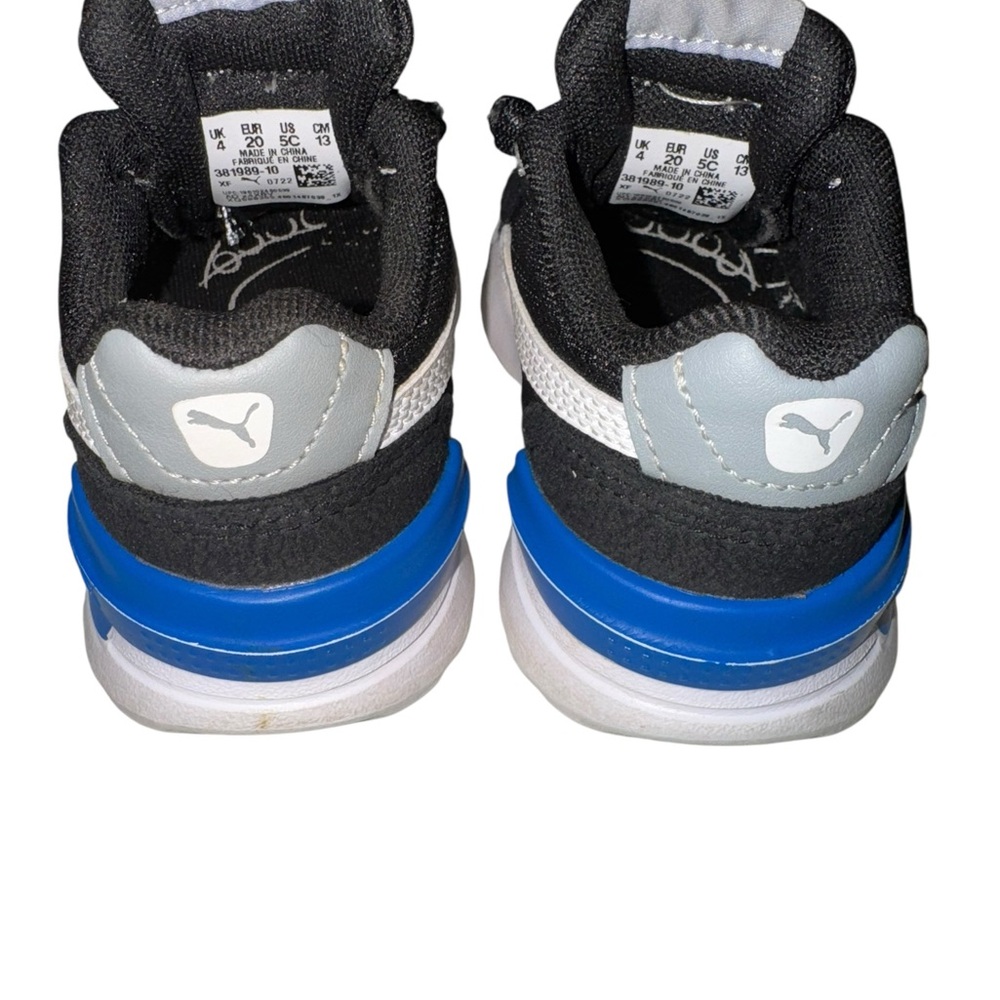 Puma  Graviton  Unisex Kids Black and White Sneakers with Blue Accents - Picture 4 of 7